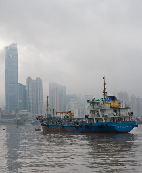 Chinese shipping vessel in Hong Kong